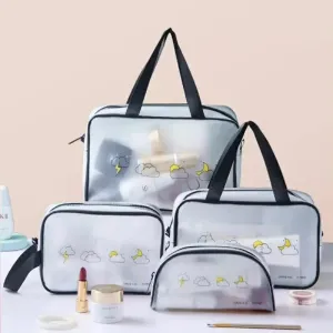 Women 4pc set Transparent Cosmetic Bag