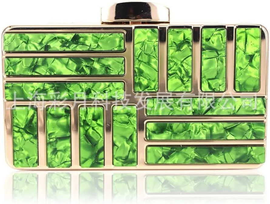 Women Acrylic Clutch Bridal Purse Stripe Evening Bag Marble Handbag for Prom Wedding Party Cocktail