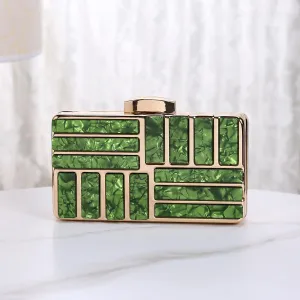 Women Acrylic Clutch Bridal Purse Stripe Evening Bag Marble Handbag for Prom Wedding Party Cocktail