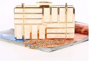 Women Acrylic Clutch Bridal Purse Stripe Evening Bag Marble Handbag for Prom Wedding Party Cocktail