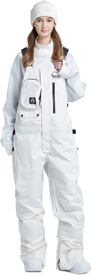 Women and Men's Ski Overalls Waterproof Snow Bibs Ski Pants Windproof Insulated Overalls Pants Outdoor Snowboard Pant