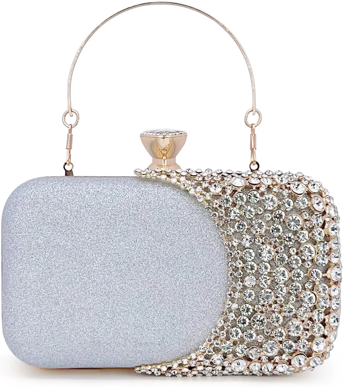 Women Clutch Bag Rhinestone Sequin Evening Bag Half-Moon Shape Crystal Wedding Cocktail Party Purse Sparkling purse