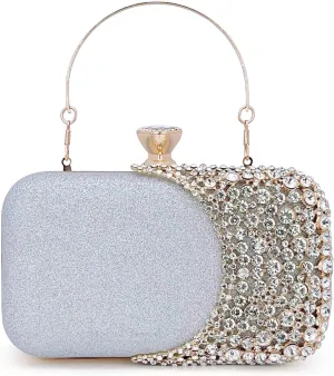 Women Clutch Bag Rhinestone Sequin Evening Bag Half-Moon Shape Crystal Wedding Cocktail Party Purse Sparkling purse
