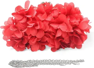 Women Elegant Evening Purse, Small Floral Clutch Bag with Detachable Chain for Wedding, Party, Prom