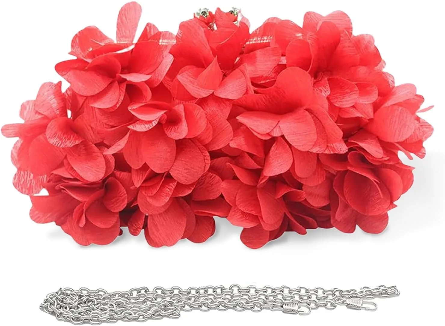 Women Elegant Evening Purse, Small Floral Clutch Bag with Detachable Chain for Wedding, Party, Prom