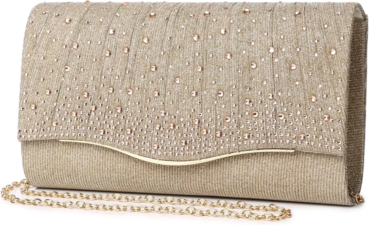 Women Evening Bags Glitter Sequins Clutch Purses for Women Shiny Envelope Handbag Formal Wedding Party Prom Purse