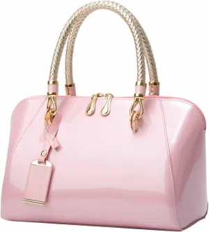 Women Handbags Shiny Paten PU Satchel Purse Shoulder Tote Top-Handle Crossbody Bag
