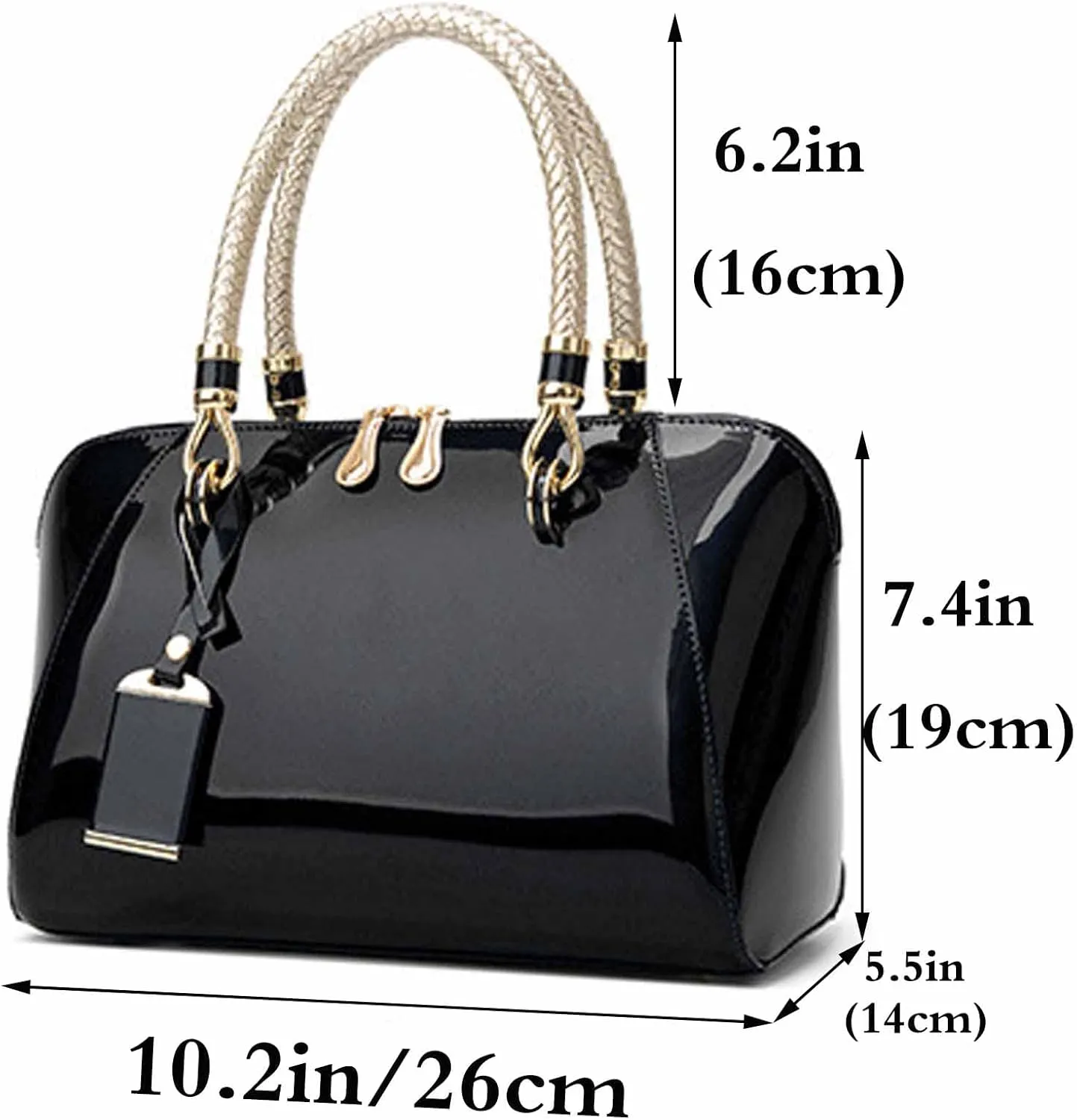 Women Handbags Shiny Paten PU Satchel Purse Shoulder Tote Top-Handle Crossbody Bag