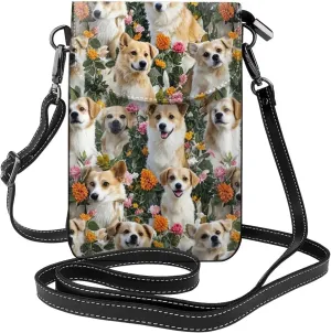 Women Ladies Girls Roomy Pockets Cell Phone Purse Dog Mom Life Floral Art Handbag Credit Card Holder, Water Resistant, Excersise Hip Hop Bag