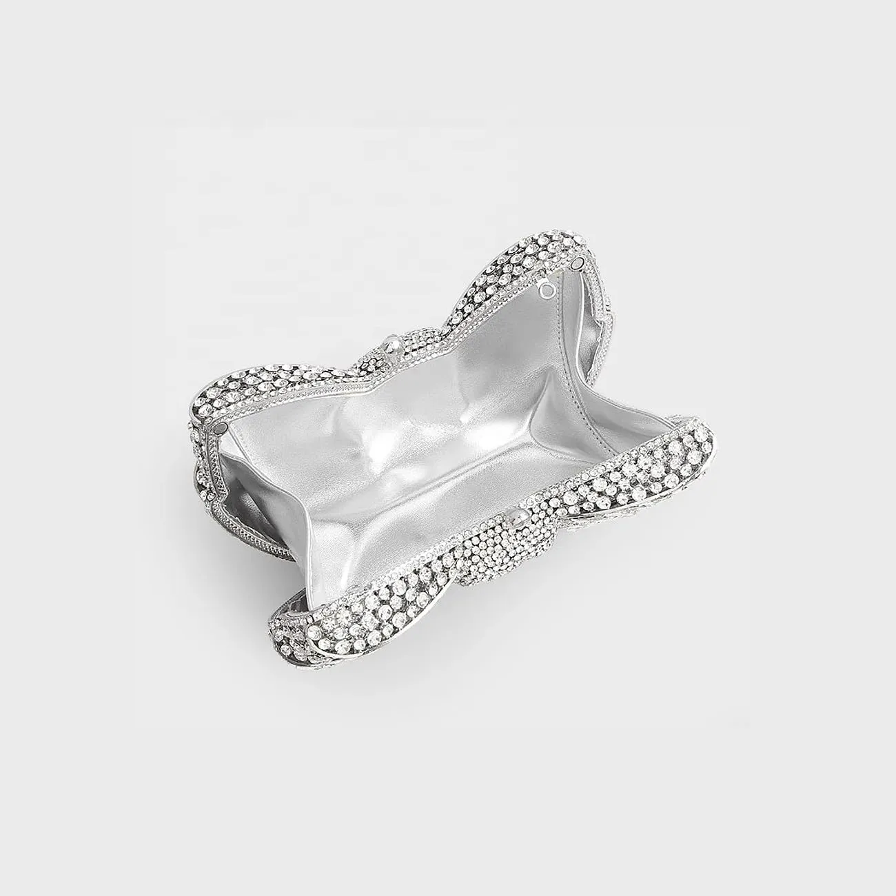 Women Luxury Bowknot Shaped Evening Clutch Sparkling Rhinestones Handbag for Banquet Wedding Party