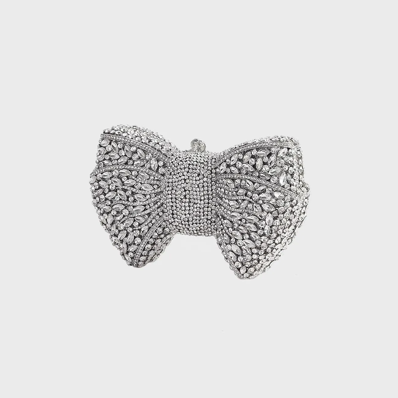 Women Luxury Bowknot Shaped Evening Clutch Sparkling Rhinestones Handbag for Banquet Wedding Party
