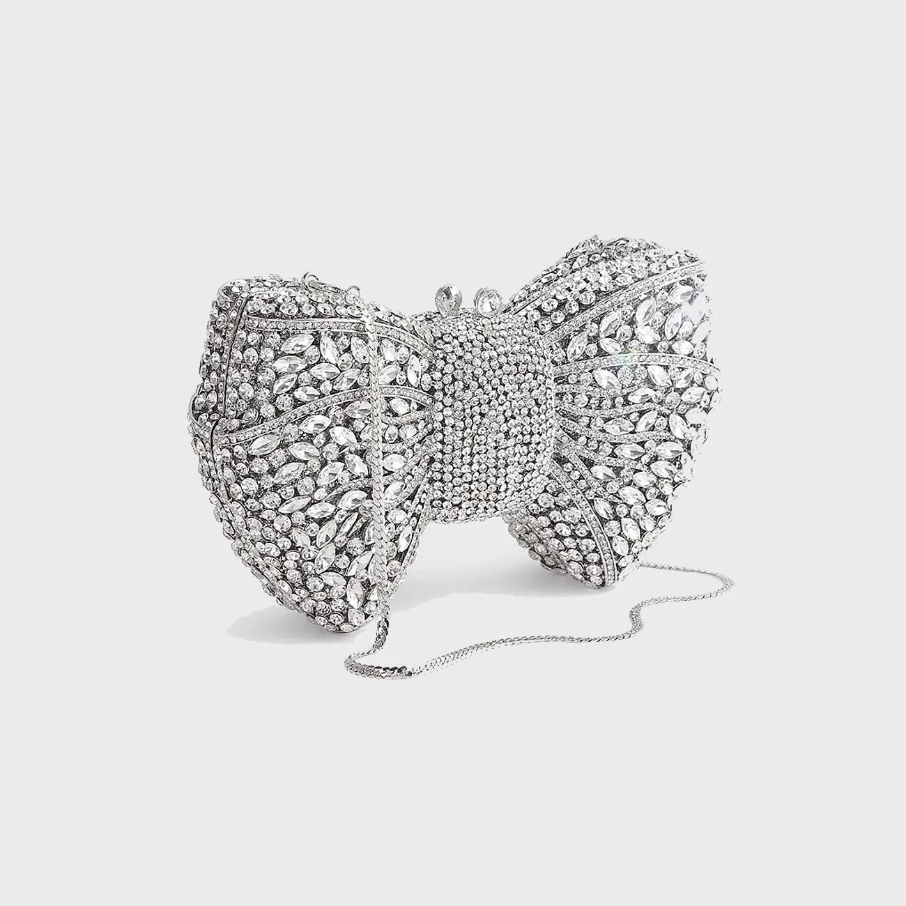 Women Luxury Bowknot Shaped Evening Clutch Sparkling Rhinestones Handbag for Banquet Wedding Party