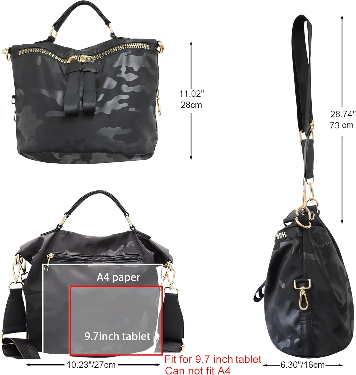 Women Nylon Handbag Anti-theft Casual Lightweight Travel Shopping Shoulder Bag Crossbody bag