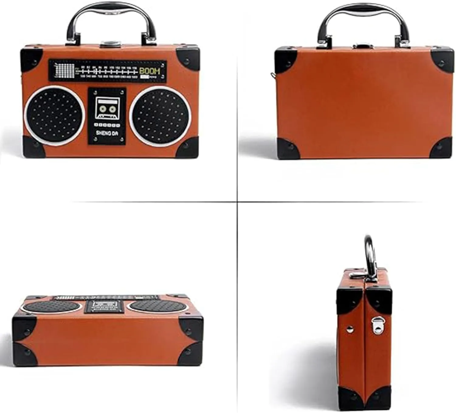 Women Retro Radio Shape Crossbody Bag, Hundred Dollar Bill Box Shoulder Bag, PU Leather Vintage Evening Clutch Purses