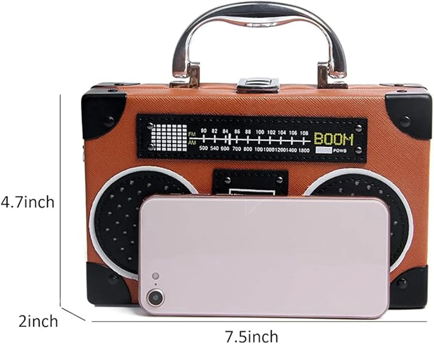 Women Retro Radio Shape Crossbody Bag, Hundred Dollar Bill Box Shoulder Bag, PU Leather Vintage Evening Clutch Purses
