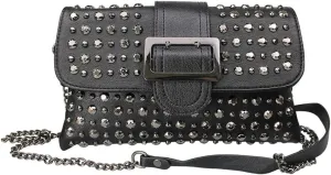 Women Rivet Cross Body Shoulder Bag Wristlet Wallet Clutch Handbag with Detachable Chain Shoulder Strap
