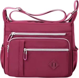 Women Shoulder Handbag Roomy Multiple Pockets Bag Ladies Crossbody Purse Fashion Tote Top Leather (Hot Pink, One Size)