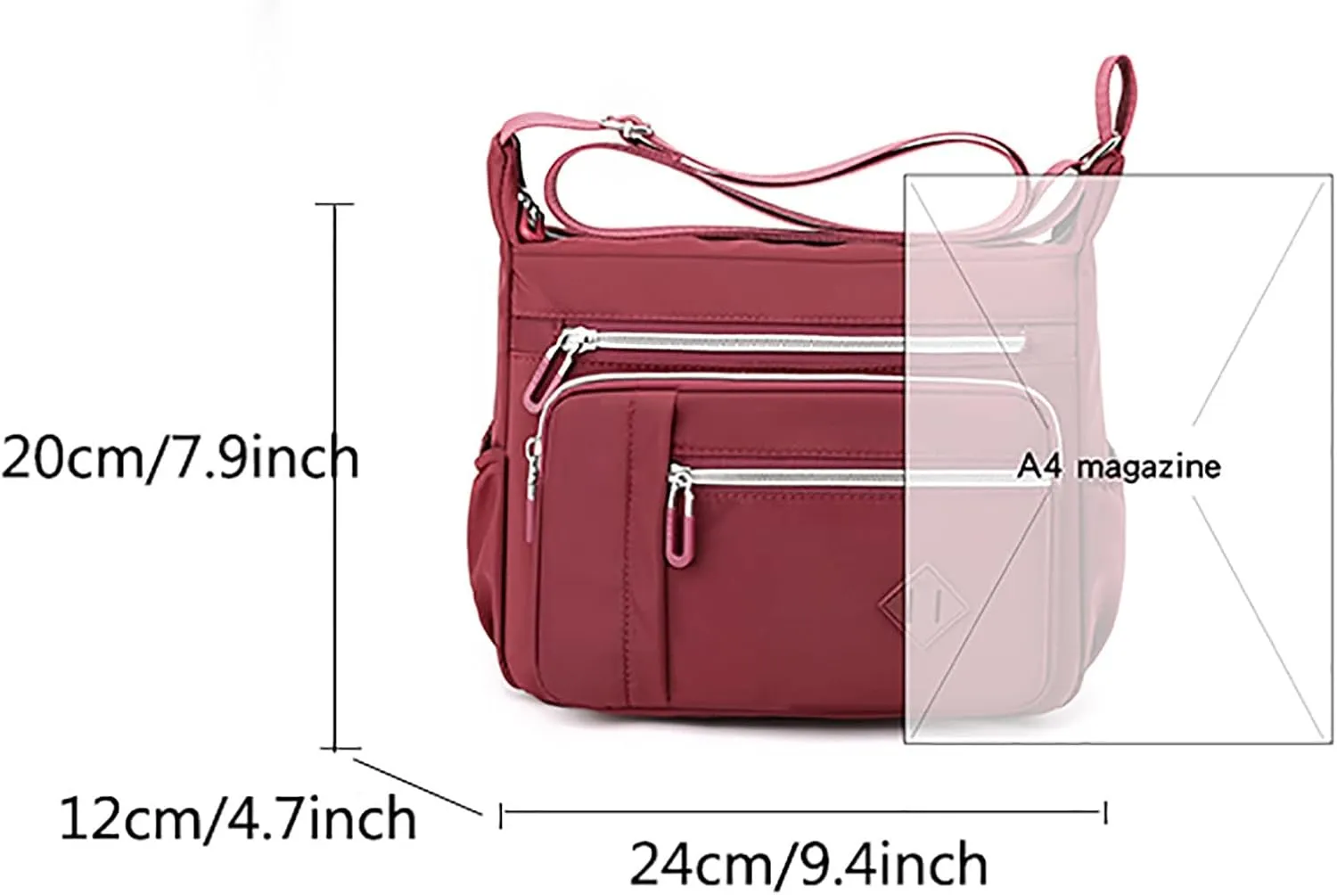 Women Shoulder Handbag Roomy Multiple Pockets Bag Ladies Crossbody Purse Fashion Tote Top Leather (Hot Pink, One Size)
