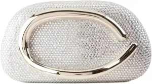 Women Stylish Metal Handle Crystal Clutch Bag Glitter Diamond Evening Handbag Rhinestone Purse with Chain for Party