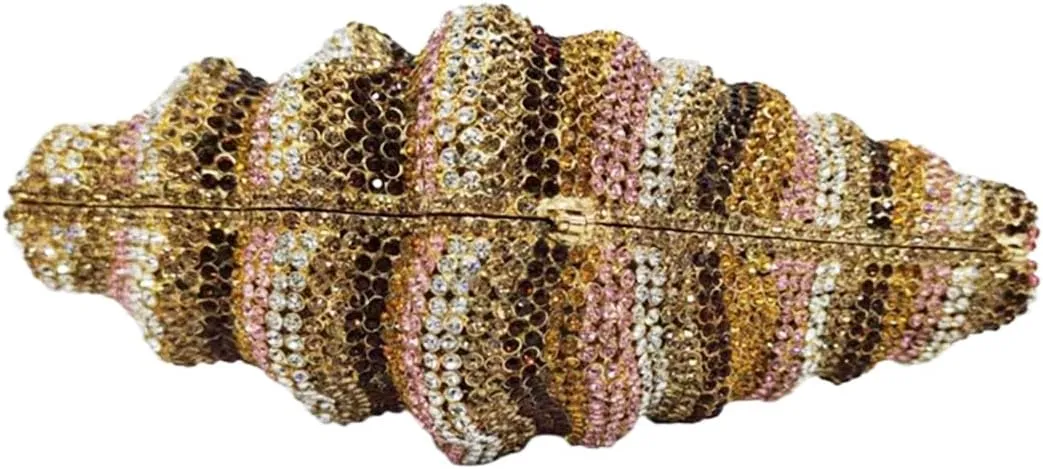 Women Summer Fish Conch Rhinestone Bag Dinner Handbag Sparkly Beach Shell Crystal Evening Clutch for Prom Party