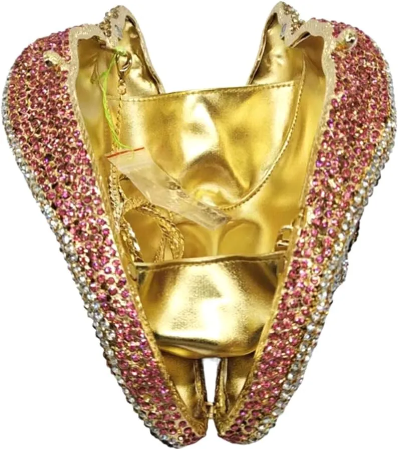 Women Summer Fish Conch Rhinestone Bag Dinner Handbag Sparkly Beach Shell Crystal Evening Clutch for Prom Party