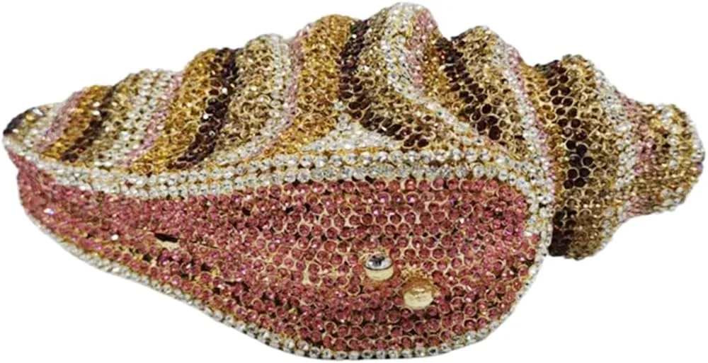 Women Summer Fish Conch Rhinestone Bag Dinner Handbag Sparkly Beach Shell Crystal Evening Clutch for Prom Party