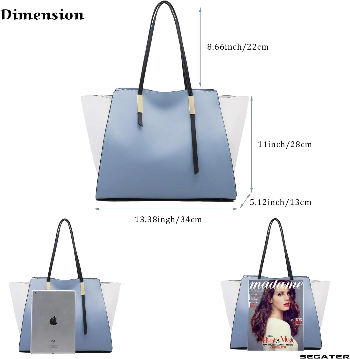 Women Work Tote Bag Fashion Handbag and Purses Leather Top Shoulder Bag Set 4pc