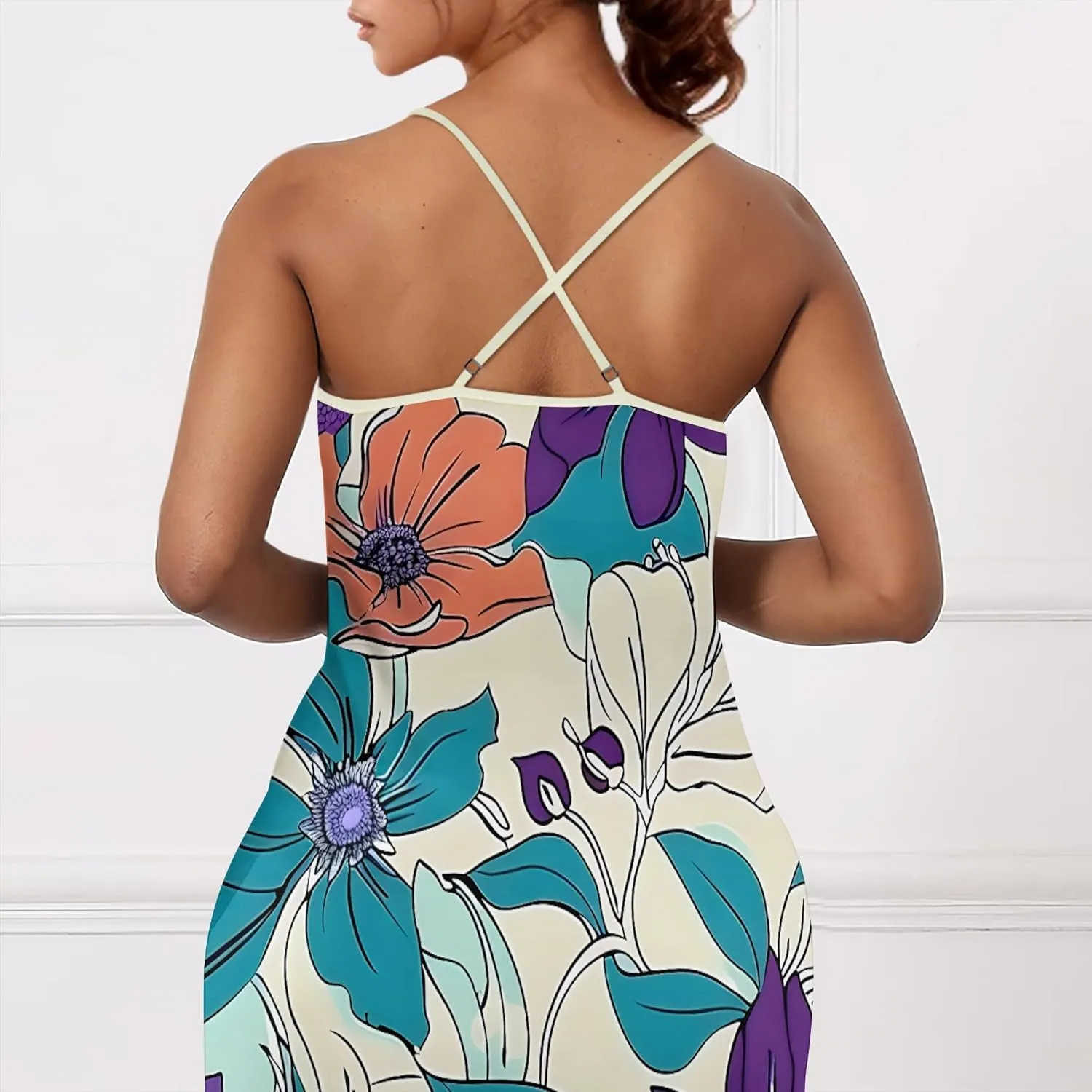 Women's Boho Ankle-Length Spaghetti Strap Sexy V-Neck Maxi Dress Summer Beach Vacation Cocktail Party Dress XS-3XL