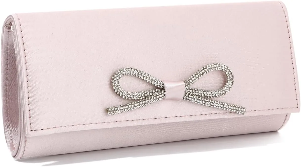 Women's Bow Clutch Purses with Chain, Evening Bag for Women Formal for Wedding Party Prom Cocktail