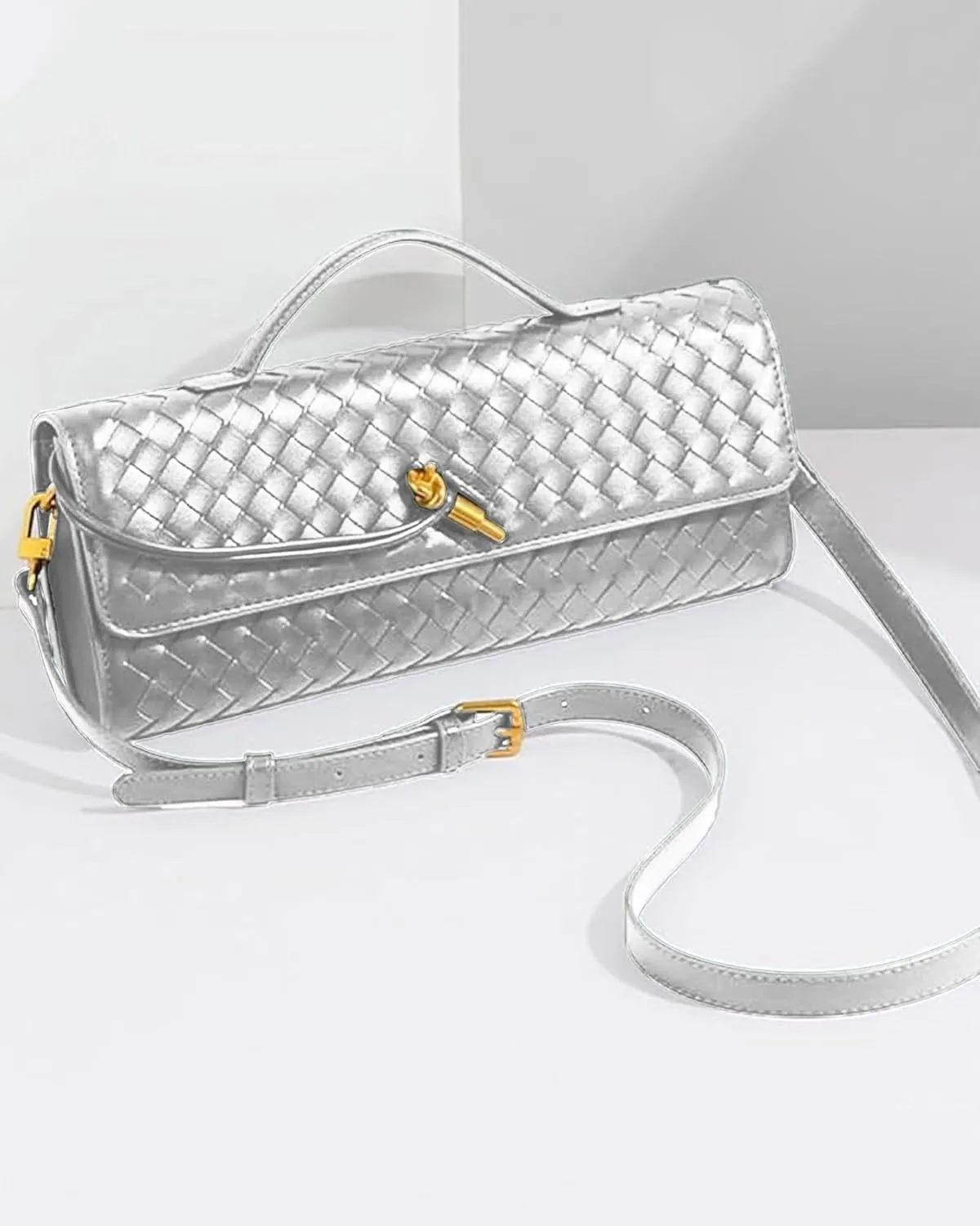 Women's Handmade Woven Clutch Purse,Crossbody Bag for Evening & Casual, Adjustable Shoulder Strap Fashion Handbag