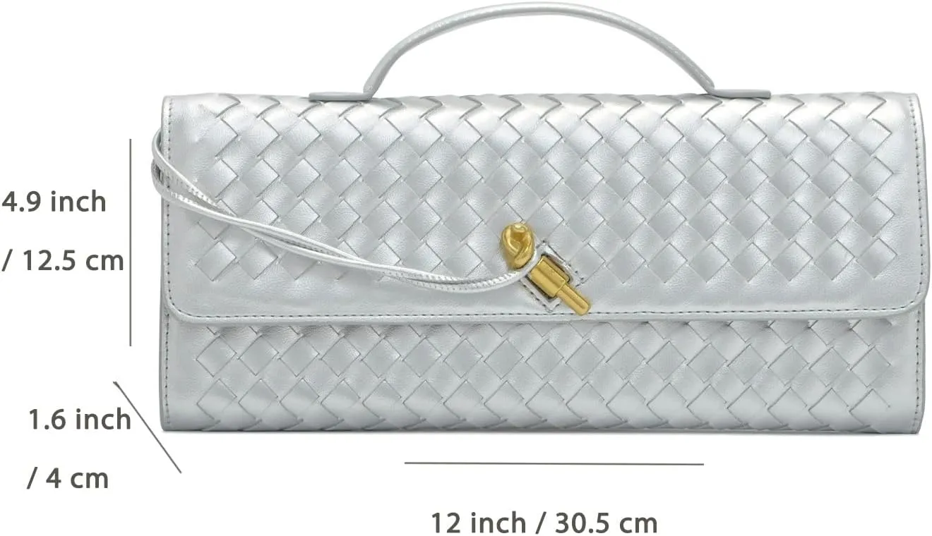 Women's Handmade Woven Clutch Purse,Crossbody Bag for Evening & Casual, Adjustable Shoulder Strap Fashion Handbag
