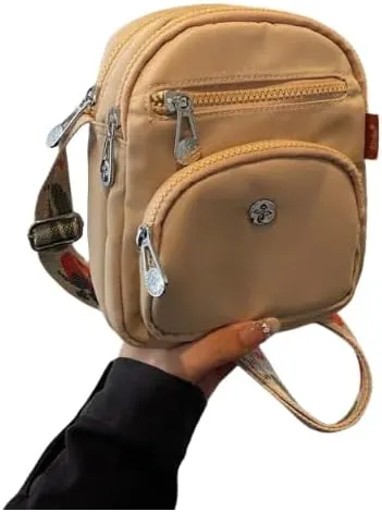 Womens Lightweight Crossbody Bag Summer Soft Fabric Small Square Purse with Adjustable Strap Black Cream Khaki