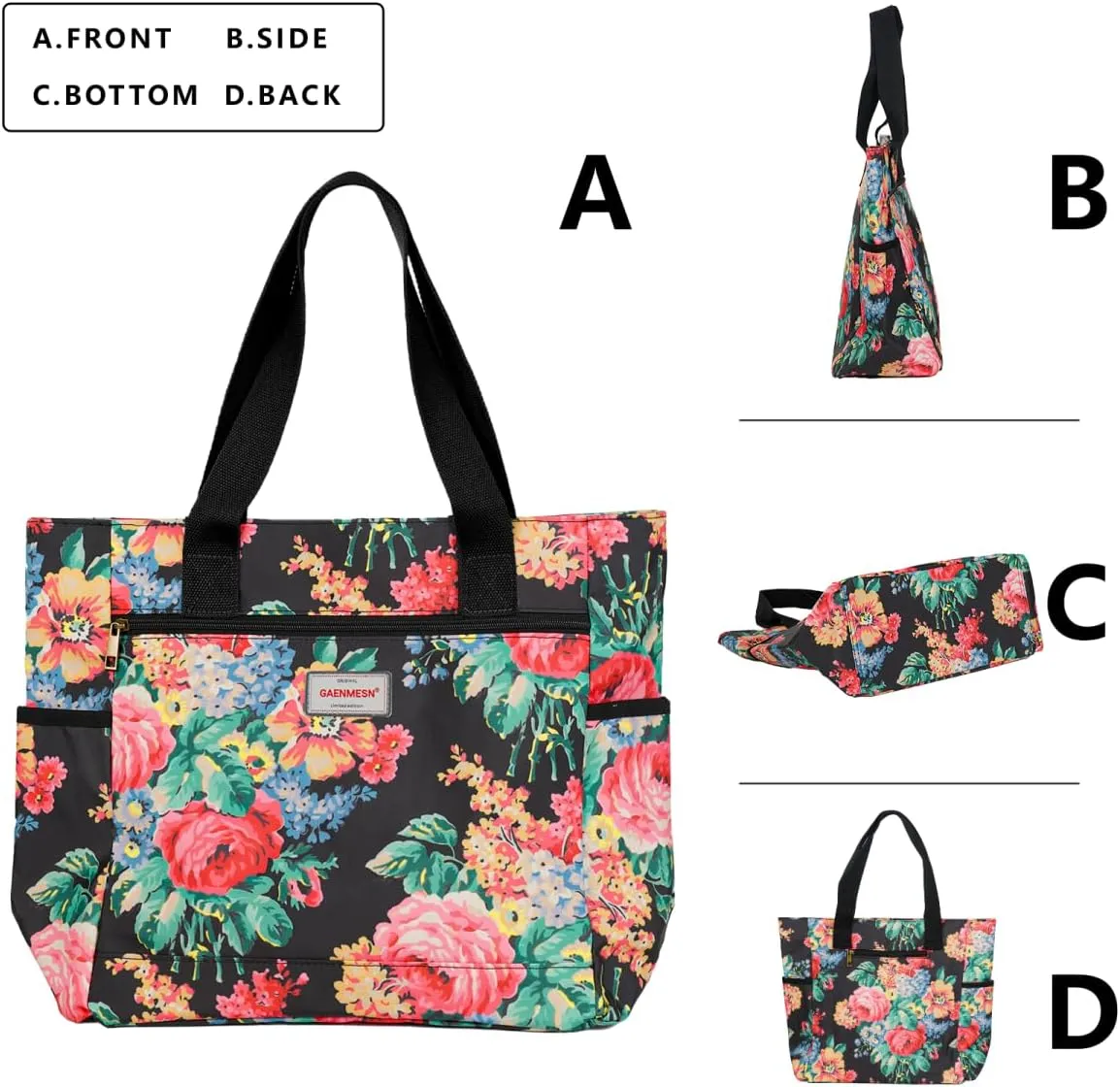 Women's Lightweight Waterproof Tote Bag Durable Designer Handbag with Zipper Travel Commute Everyday Use