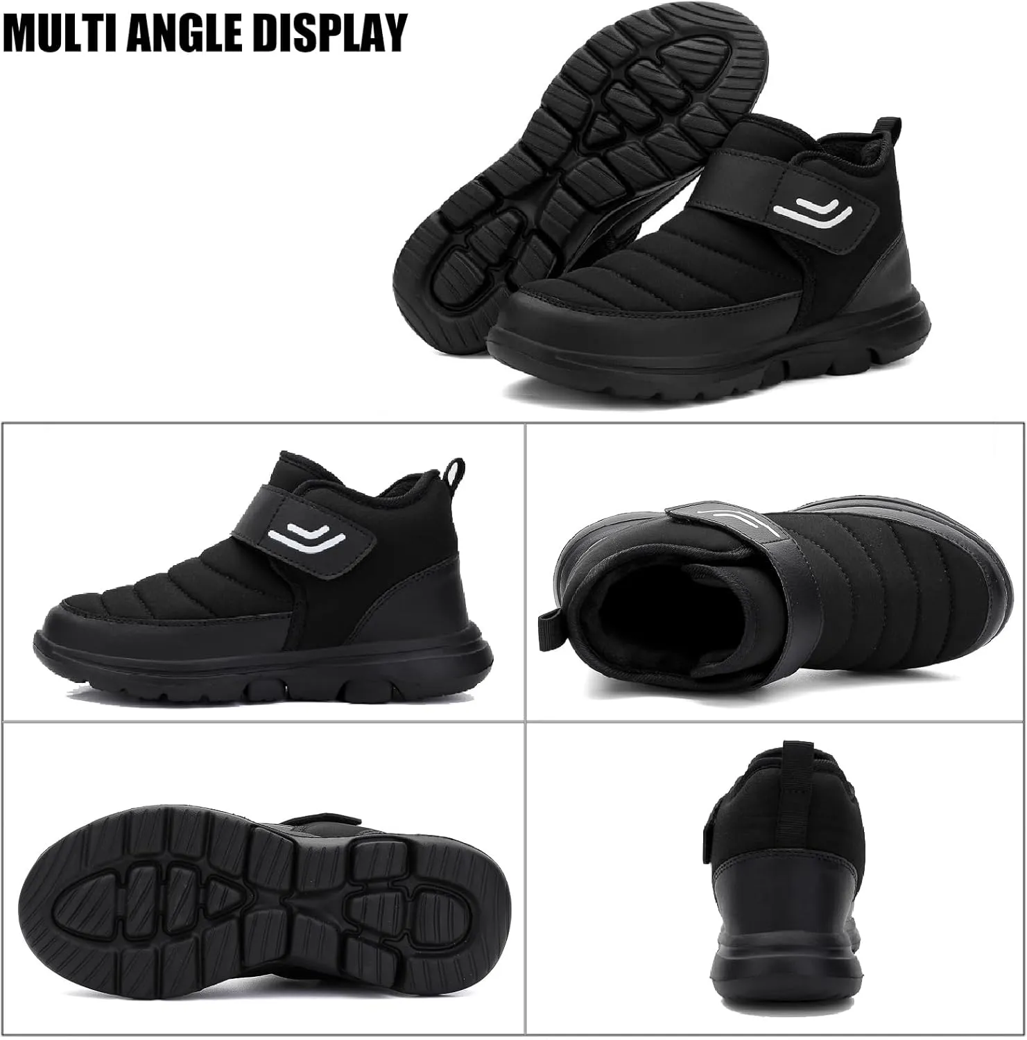 Womens Mens Waterproof Platform Snow Ankle Boots with Hook Loop Unisex Warm Fur Lined Comfortable Non Slip Thick Soles Winter Booties Outdoor Casual Snow Proof Walking Shoes