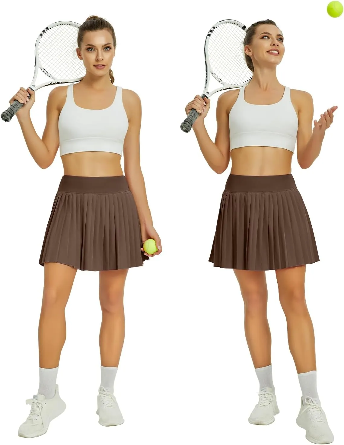 Womens Pleated Tennis Skirts with Pocket Shorts High Waisted Skorts Lightweight Golf Skirt Flowy Athletic Skort