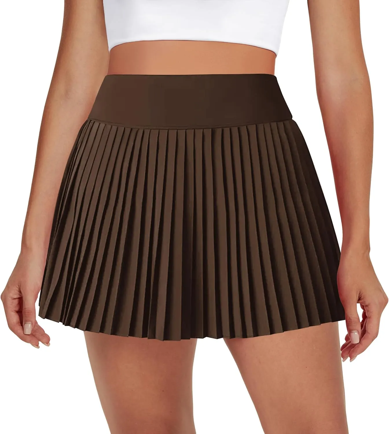 Womens Pleated Tennis Skirts with Pocket Shorts High Waisted Skorts Lightweight Golf Skirt Flowy Athletic Skort