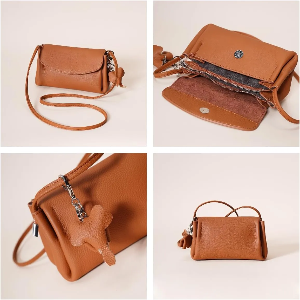 Women's Small Crossbody Bag – Premium Pebbled Genuine Leather, Adjustable Shoulder Strap, Elegant Mini Handbag