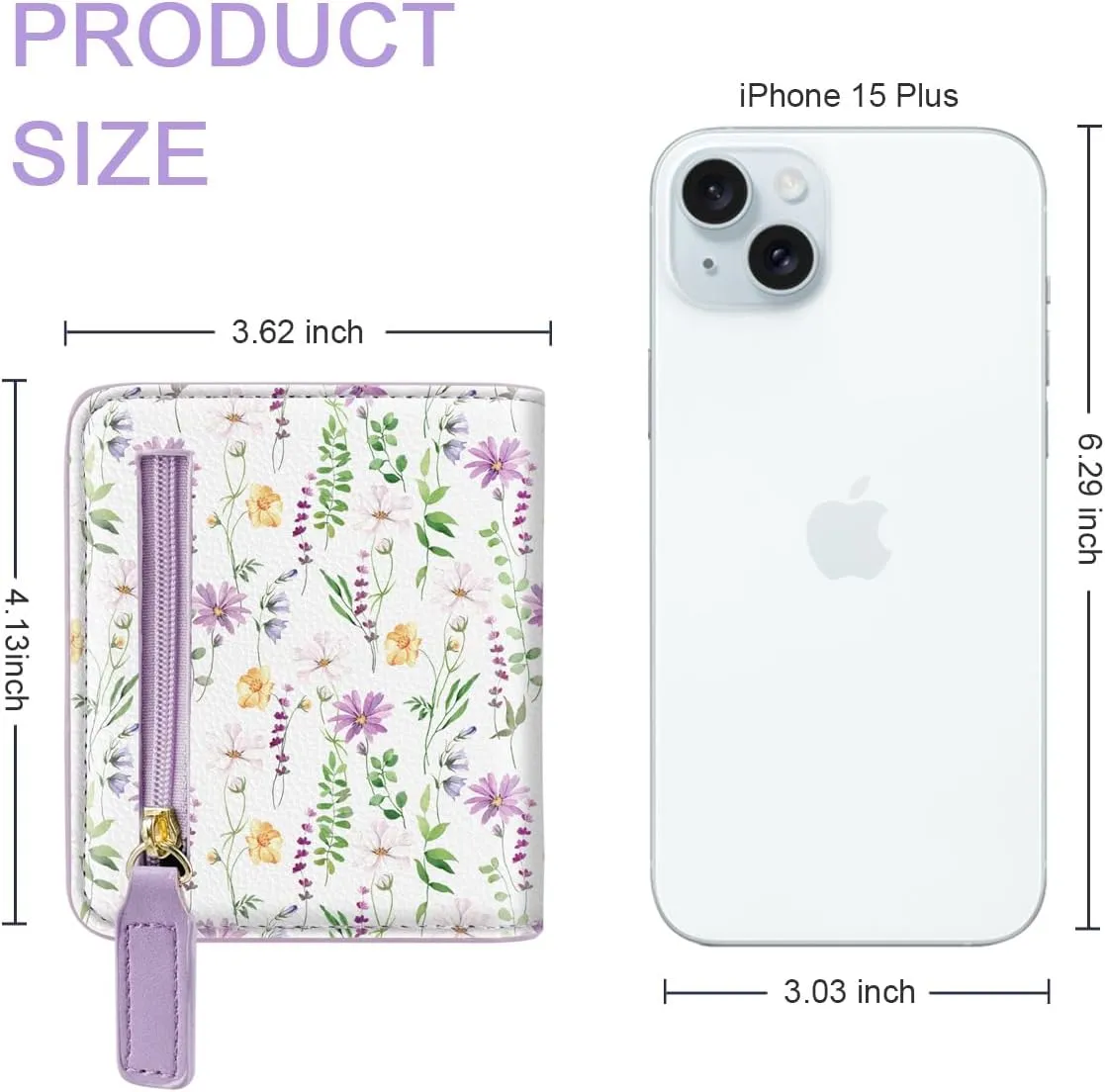 Womens Small RFID Blocking Wallet Compact Bifold Pocket Cute Credit Card Holder Leather Coin Slot Ladies Mini Purse with ID Window, White Daisy