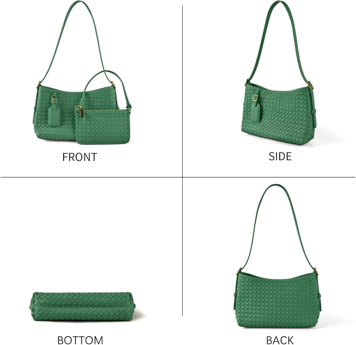 Women's Small Vegan Leather Tote Bag - Compact Woven Shoulder Purse for Daily Use, Retro Handmade Mini Bag