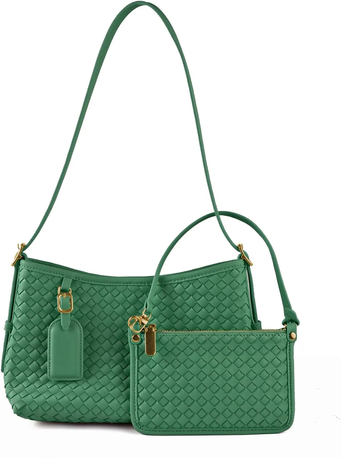 Women's Small Vegan Leather Tote Bag - Compact Woven Shoulder Purse for Daily Use, Retro Handmade Mini Bag