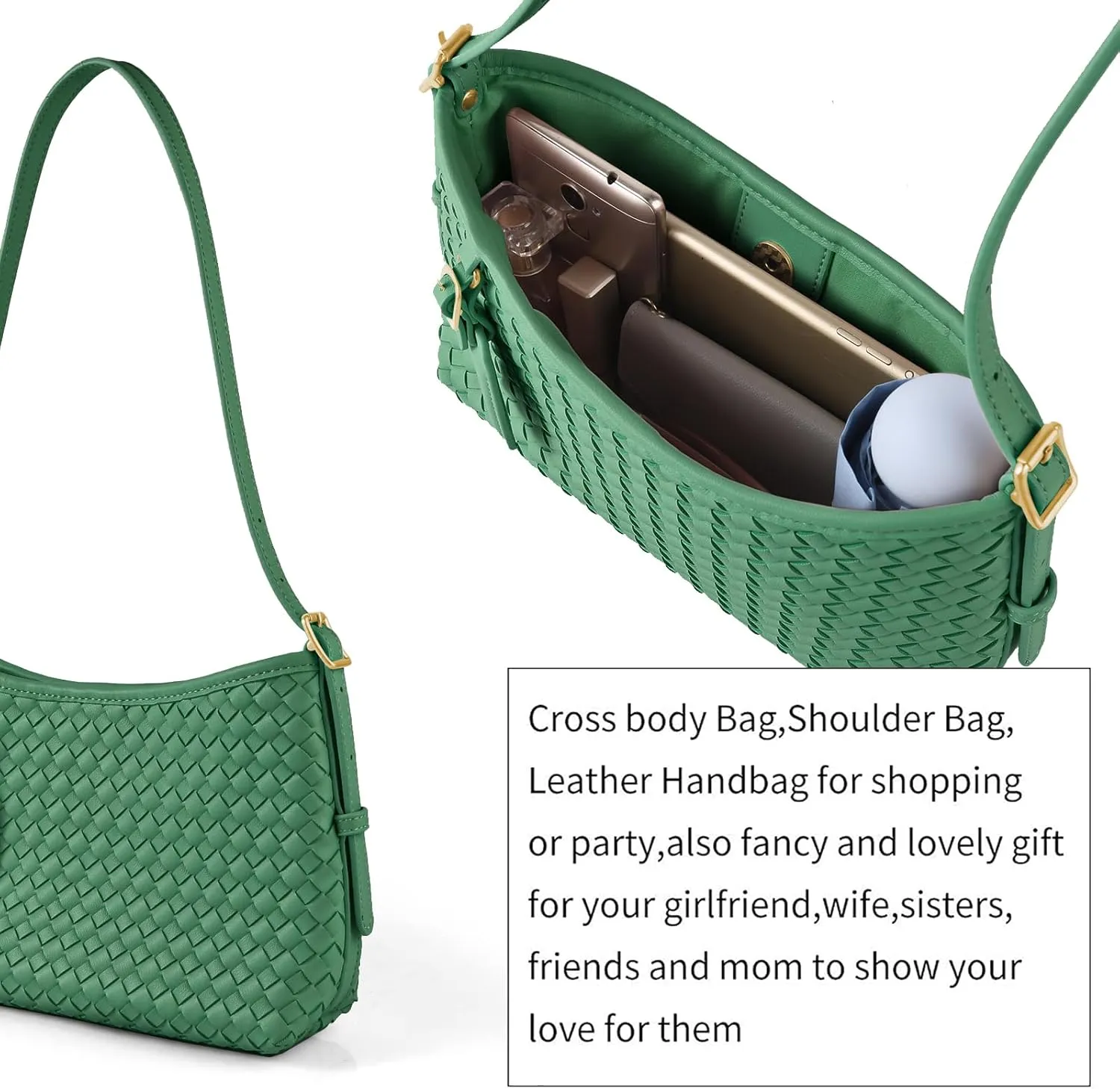 Women's Small Vegan Leather Tote Bag - Compact Woven Shoulder Purse for Daily Use, Retro Handmade Mini Bag
