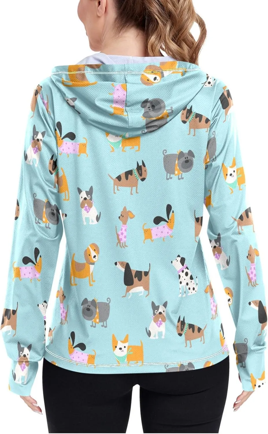 Women'S UPF 50  Uv Sun Protection Clothing Cute Animals Zipper Jacket Long-Sleeved Hoodie