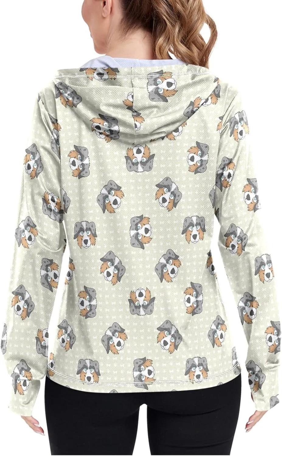 Women'S UPF 50  Uv Sun Protection Clothing Cute Sheepdog Zipper Jacket Long-Sleeved Hoodie
