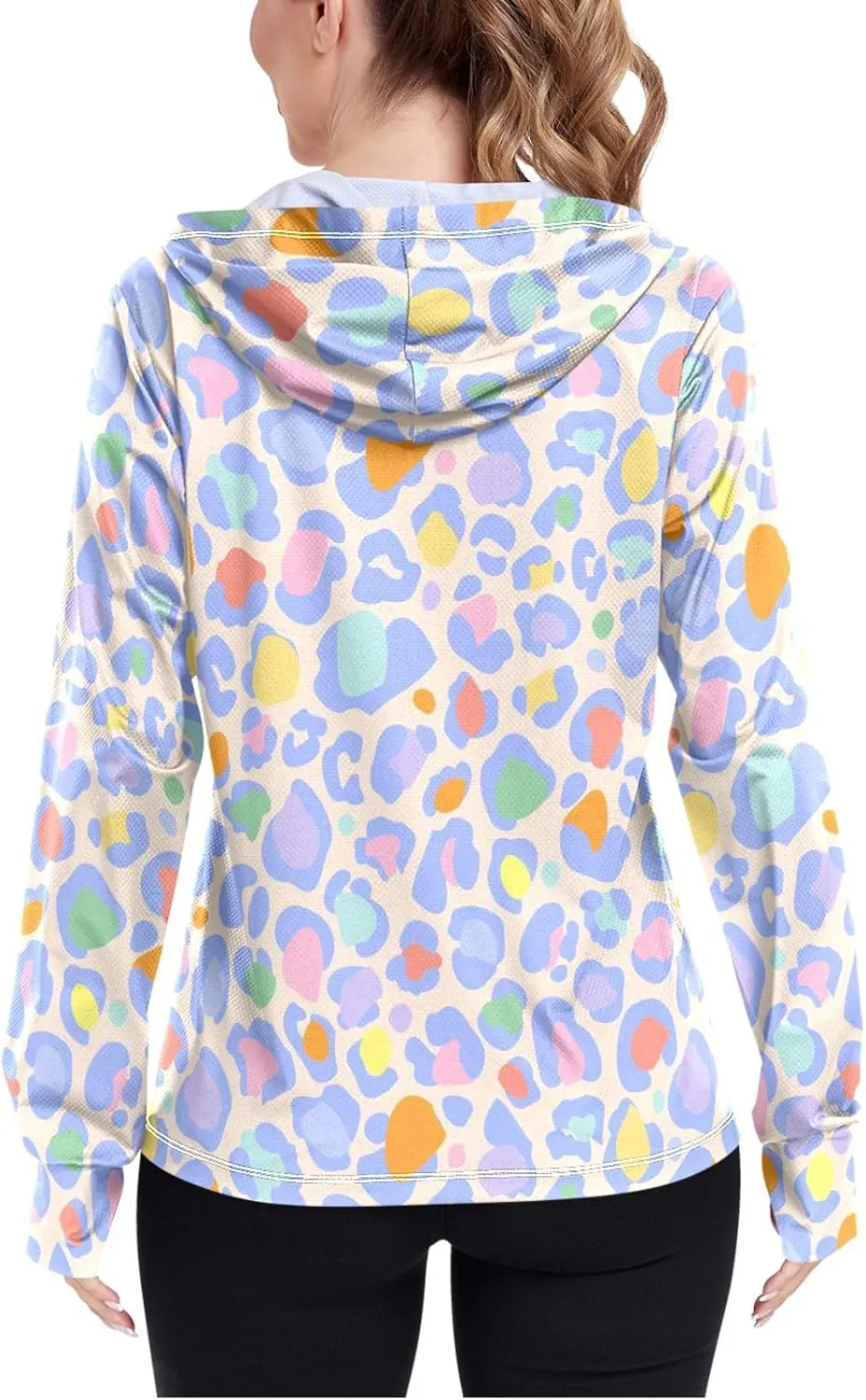 Women'S UPF 50  Uv Sun Protection Clothing Leopard Print Zipper Jacket Long-Sleeved Hoodie