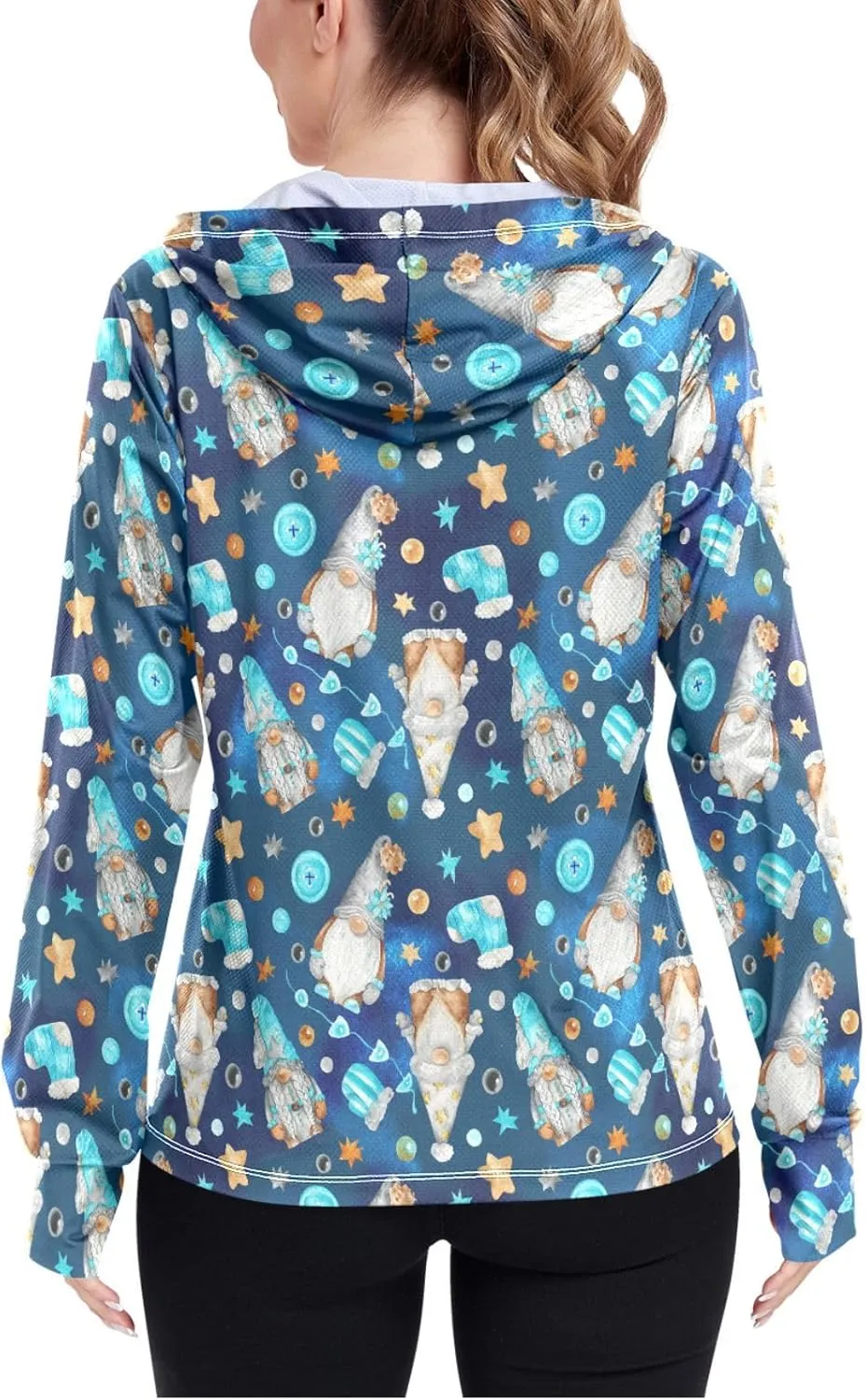 Women'S UPF 50  Uv Sun Protection Clothing Scandinavian Gnomes Zipper Jacket Long-Sleeved Hoodie