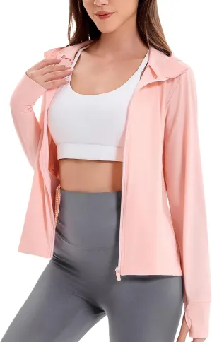 Women's UPF 50  UV Sun Protection Hoodie Breathable Cool Jackets Athletic Long Sleeve Shirts For Outdoor Hiking