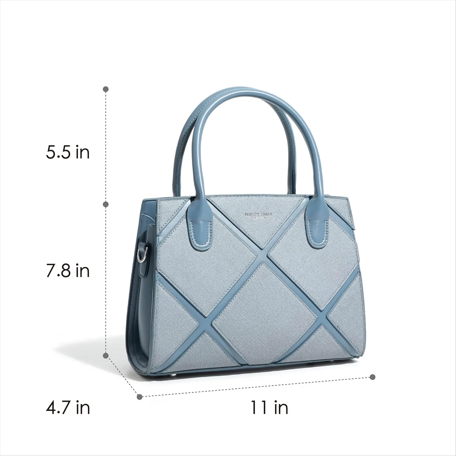 Women's Vegan Leather Top Handle Crossbody Satchel Tote Work Bag in Checkered Pattern