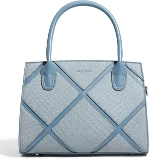 Women's Vegan Leather Top Handle Crossbody Satchel Tote Work Bag in Checkered Pattern