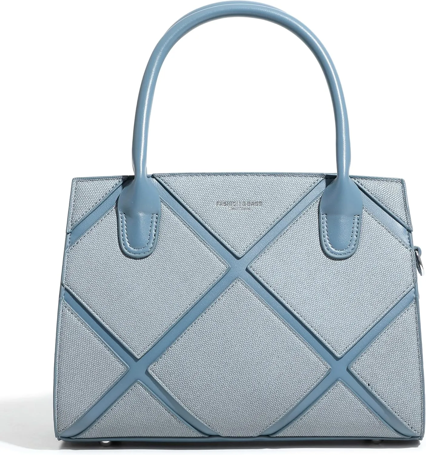 Women's Vegan Leather Top Handle Crossbody Satchel Tote Work Bag in Checkered Pattern