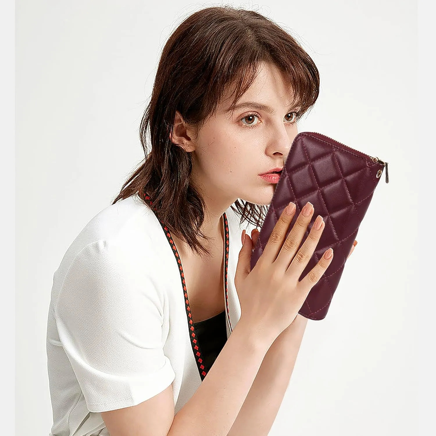 Women's Wallets Large Capacity RFID Blocking Multi Card Case Leather Clutch Wallet Mini Purse Ladies Credit Card Phone Holder Wristlet Wallet